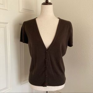 NY&Co | Brown Short Sleeve V-neck Cardigan - M